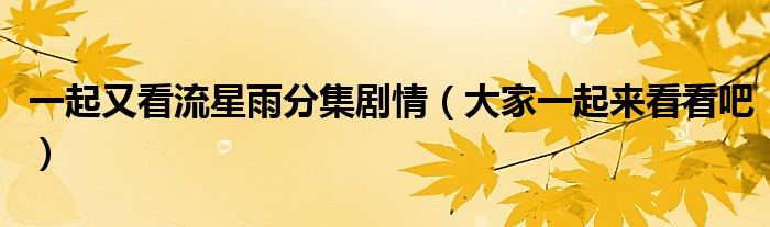 一起又看流星雨分集剧情(大家一起来看看吧)