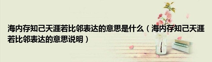 海内存知己天涯若比邻表达的意思是什么(海内存知己天涯若比邻表达的意思说明)