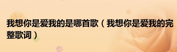 我想你是爱我的是哪首歌(我想你是爱我的完整歌词)