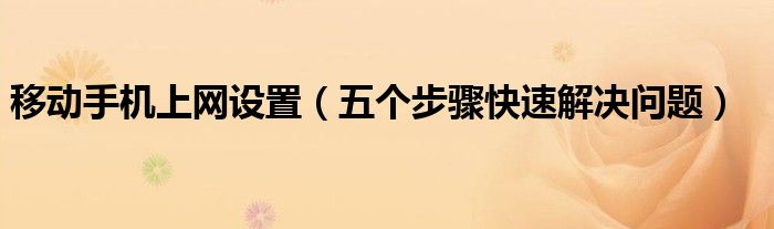 移动手机上网设置(五个步骤快速解决问题)