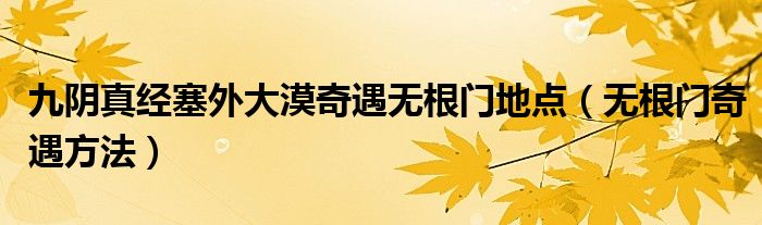 九阴真经塞外大漠奇遇无根门地点(无根门奇遇方法)
