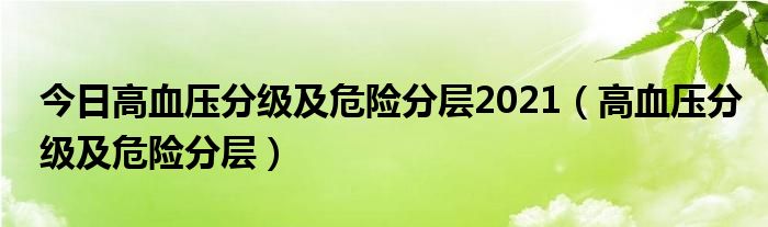 今日高血压分级及危险分层2021（高血压分级及危险分层）