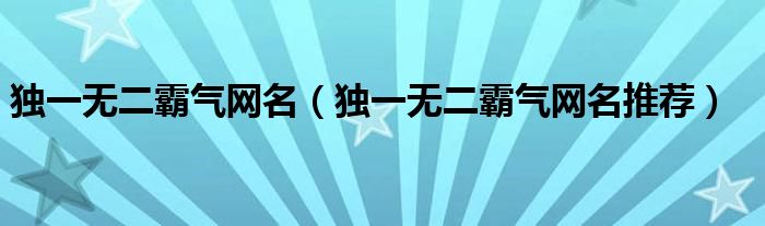 独一无二霸气网名(独一无二霸气网名推荐)