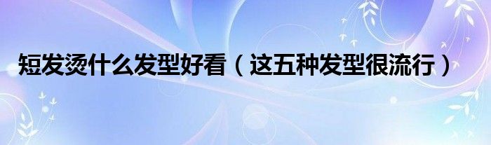 短发烫什么发型好看(这五种发型很流行)