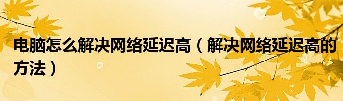 电脑怎么解决网络延迟高(解决网络延迟高的方法)