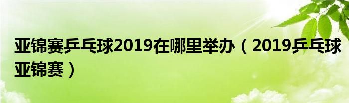 亚锦赛乒乓球2019在哪里举办(2019乒乓球亚锦赛)