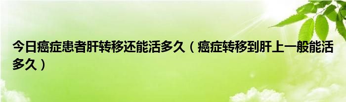 今日癌症患者肝转移还能活多久（癌症转移到肝上一般能活多久）