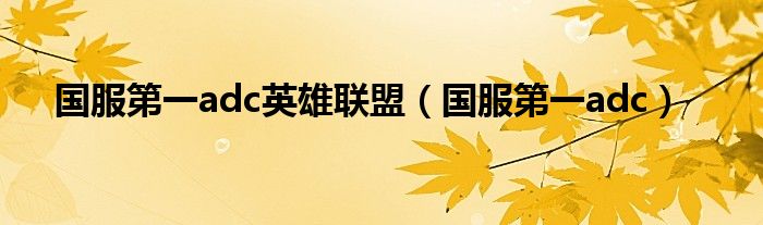 国服第一adc英雄联盟(国服第一adc)