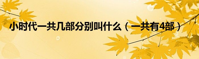 小时代一共几部分别叫什么(一共有4部)