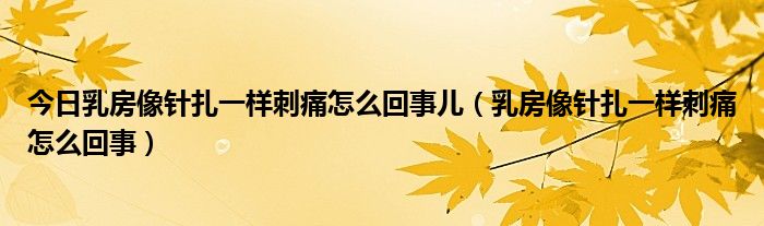 今日乳房像针扎一样刺痛怎么回事儿（乳房像针扎一样刺痛怎么回事）