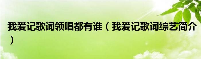 我爱记歌词领唱都有谁(我爱记歌词综艺简介)