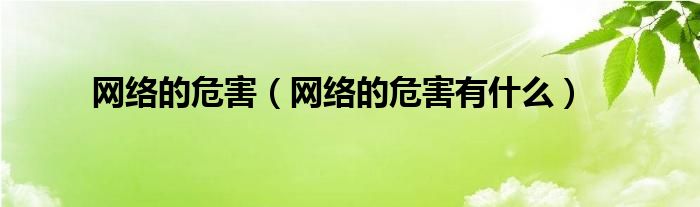 网络的危害(网络的危害有什么)