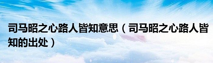 司马昭之心路人皆知意思(司马昭之心路人皆知的出处)