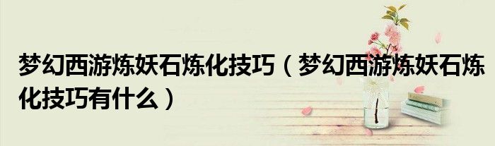 梦幻西游炼妖石炼化技巧(梦幻西游炼妖石炼化技巧有什么)