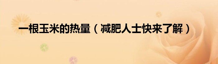 一根玉米的热量(减肥人士快来了解)