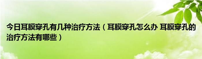 今日耳膜穿孔有几种治疗方法（耳膜穿孔怎么办 耳膜穿孔的治疗方法有哪些）