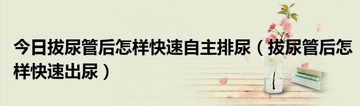 今日拔尿管后怎样快速自主排尿(拔尿管后怎样快速出尿)