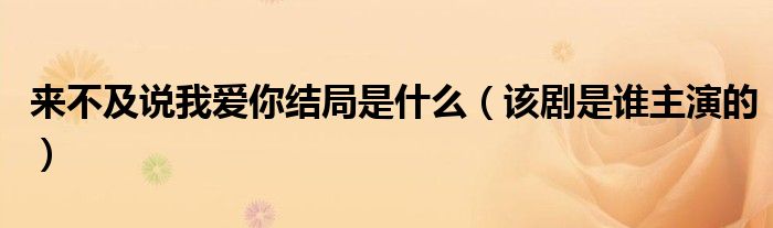 来不及说我爱你结局是什么(该剧是谁主演的)