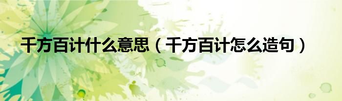 千方百计什么意思(千方百计怎么造句)