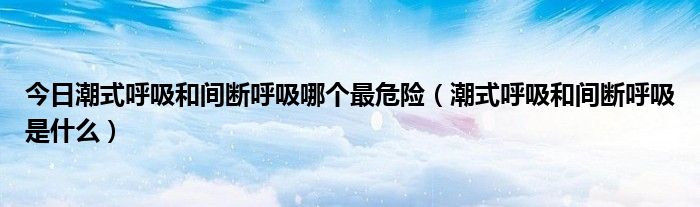 今日潮式呼吸和间断呼吸哪个最危险(潮式呼吸和间断呼吸是什么)