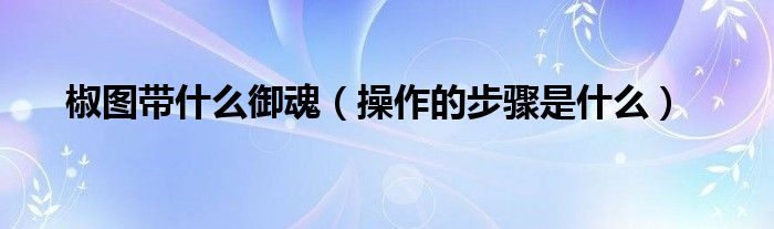 椒图带什么御魂(操作的步骤是什么)