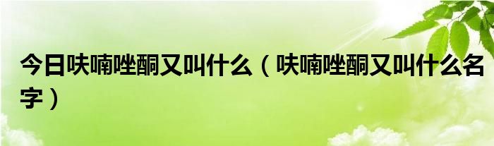 今日呋喃唑酮又叫什么(呋喃唑酮又叫什么名字)