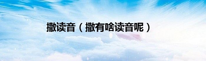 撒读音(撒有啥读音呢)