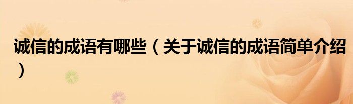 诚信的成语有哪些(关于诚信的成语简单介绍)