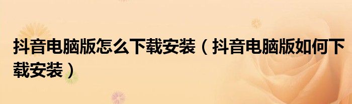 抖音电脑版怎么下载安装(抖音电脑版如何下载安装)