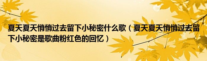 夏天夏天悄悄过去留下小秘密什么歌（夏天夏天悄悄过去留下小秘密是歌曲粉红色的回忆）