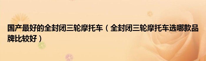 国产最好的全封闭三轮摩托车（全封闭三轮摩托车选哪款品牌比较好）