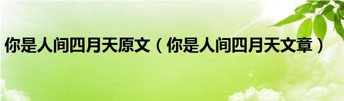 你是人间四月天原文(你是人间四月天文章)