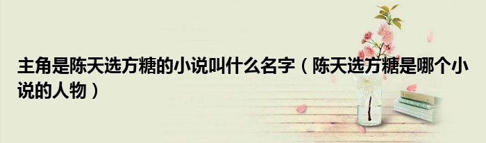 主角是陈天选方糖的小说叫什么名字(陈天选方糖是哪个小说的人物)