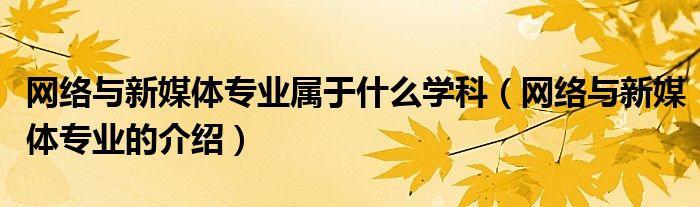 网络与新媒体专业属于什么学科(网络与新媒体专业的介绍)