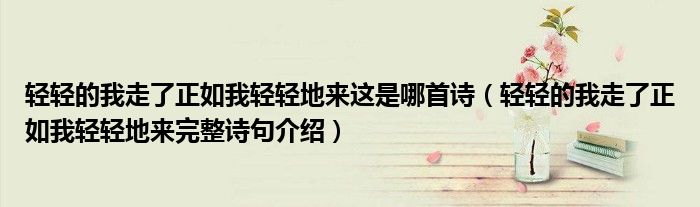 轻轻的我走了正如我轻轻地来这是哪首诗(轻轻的我走了正如我轻轻地来完整诗句介绍)