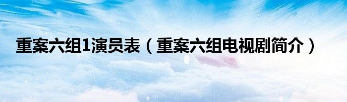 重案六组1演员表（重案六组电视剧简介）