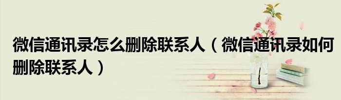 微信通讯录怎么删除联系人(微信通讯录如何删除联系人)