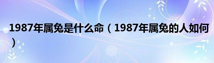 1987年属兔是什么命(1987年属兔的人如何)