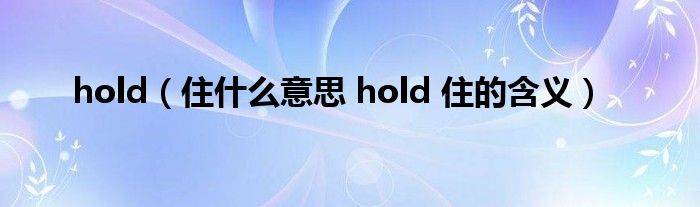 hold（住什么意思 hold 住的含义）