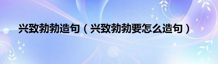 兴致勃勃造句(兴致勃勃要怎么造句)