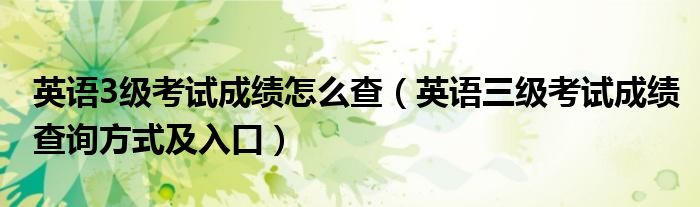 英语3级考试成绩怎么查(英语三级考试成绩查询方式及入口)