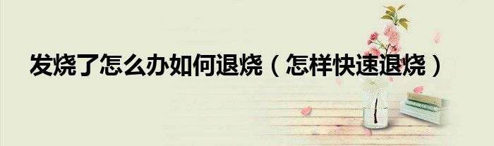 发烧了怎么办如何退烧(怎样快速退烧)