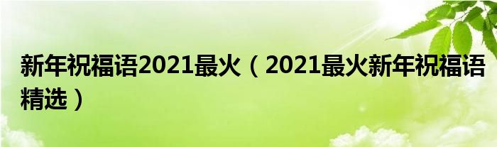 新年祝福语2021最火(2021最火新年祝福语精选)