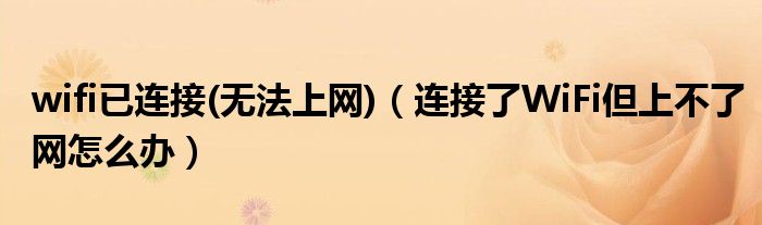 wifi已连接(无法上网)(连接了WiFi但上不了网怎么办)