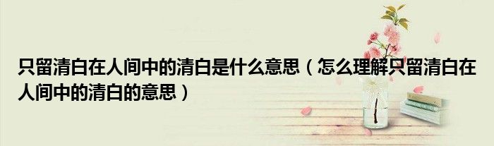 只留清白在人间中的清白是什么意思(怎么理解只留清白在人间中的清白的意思)