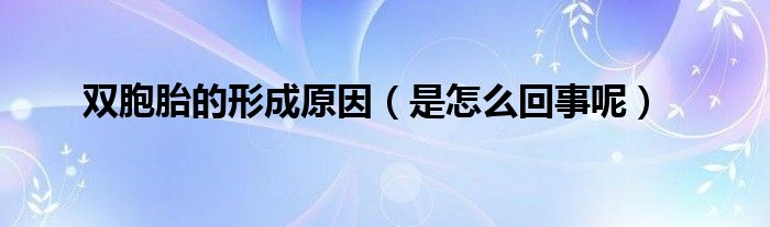 双胞胎的形成原因(是怎么回事呢)