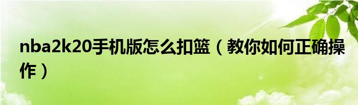 nba2k20手机版怎么扣篮(教你如何正确操作)