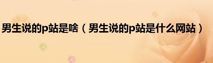 男生说的p站是啥(男生说的p站是什么网站)