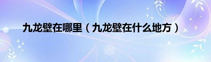 九龙壁在哪里(九龙壁在什么地方)