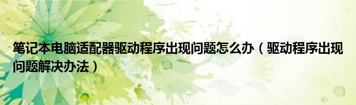笔记本电脑适配器驱动程序出现问题怎么办(驱动程序出现问题解决办法)